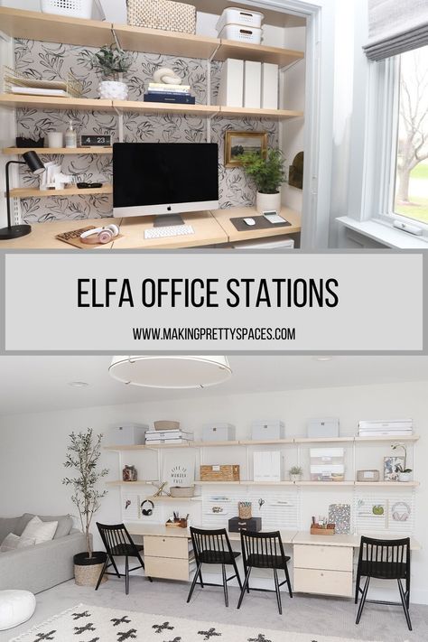 Elfa Office, Homework Station For Kids, Floating Frame For Canvas, Frame For Canvas Art, Dining Table Island, Guest Room Closet, Frame For Canvas, Homework Space, Closet Desk