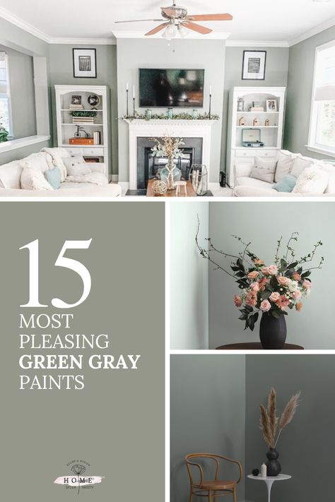 What about gray-green paint is so attracting attention in the world of interior design? Green gray combines the benefits of green in a neutral dye such as gray. If you want to know more in this article, we have selected the best gray and green paints, and we will explain why they are so in vogue. Green Gray Paint Colors, Green Gray Paint, Green Interior Paint, Interior Design Green, Green Walls Living Room, Green Kitchen Walls, Light Green Paint, Pink Painted Walls, Gray Paint Colors