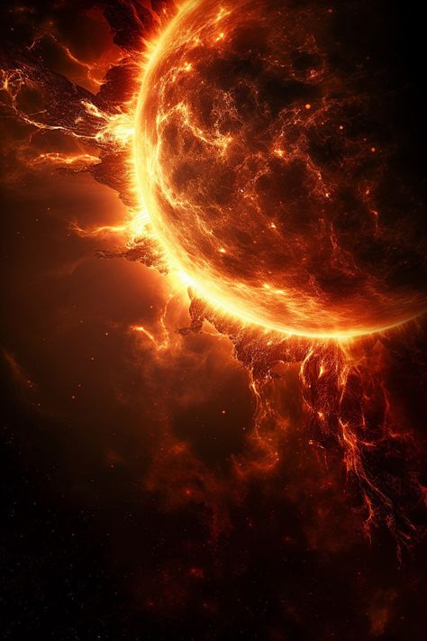 The Sun Aesthetic Wallpaper, Sun Planet Aesthetic, Sun Space Aesthetic, Sun Images, Space Art Wallpaper, Sun Space, Sci Fi Landscape, Sun Aesthetic, Amoled Wallpapers