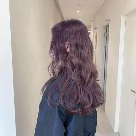 Brownish Purple Hair, Lavender Grey Hair, Purple Brown Hair, Ulzzang Hair, Light Purple Hair, Dark Purple Hair, Dyed Hair Purple, Beige Hair, Korean Hair Color