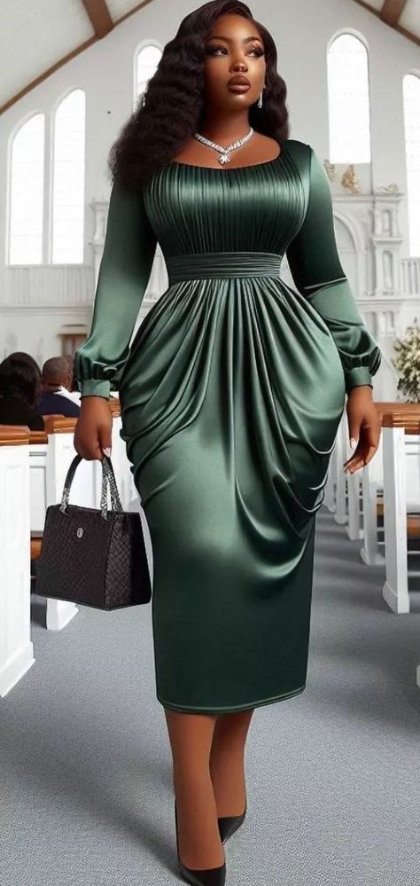 Credit: Vogue Secrets Big Ladies Gown, Dress For Church Classy Simple, Plain Material Gown Styles, Damask Gown Styles, Vogue Secrets, Latest Material Gown Styles, Dinner Dress Classy Elegant, Gown For Ladies, Materials Gown Style