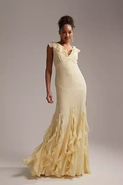 Best Bridesmaid Dresses | SheerLuxe Light Yellow Dresses, Dress With Ruffle Hem, Elegant Sophisticated, Winter Party Dress, Asos Curve, Midi Dress Casual, Pastel Yellow, Satin Slip Dress, Floral Dress Black