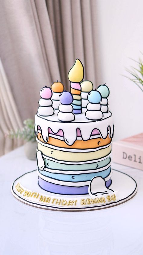 birthday cake design, birthday cake, birthday cake ideas, birthday cake inspirations, Birthday cake ideas for kids, birthday cake ideas for girls, birthday cake ideas for adults, birthday cake ideas for men, birthday cake ideas for women, birthday cake ideas for boys Adult Cakes For Men, Cartoon Cake Ideas, Aesthetic Cakes Birthday, Doodle Cake, Green Birthday Cakes, Pastel Rainbow Cake, Cartoon Cake, Winter Cake, Birthday Cakes For Men