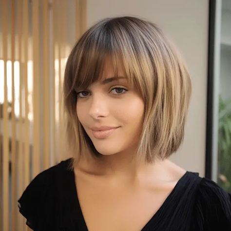 Bob With Wispy Curtain Bangs, Angled Bob With Curtain Bangs, Angled Layered Bob, Cute Curtain Bangs Hairstyles, Bob With Fringe Fine Hair, Cute Curtain Bangs, Straight Bob With Bangs, Bob With Wispy Bangs, Lob Haircut With Bangs