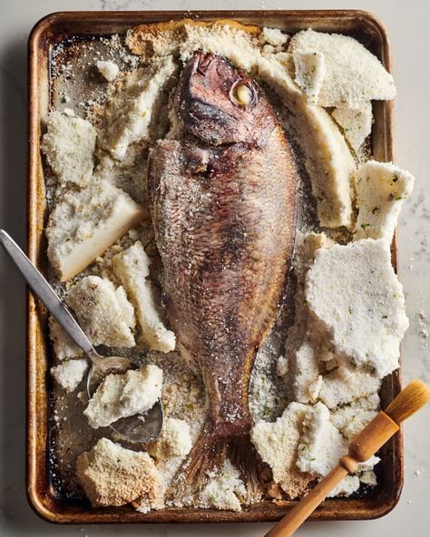 It's easy enough for anytime cooking, but fancy enough to be the table showstopper. READ MORE... Lots Wife, Salt Fish Recipe, Salt Baked Fish, Baked Whole Fish, Dnd Worldbuilding, Whole Fish Recipes, Backyard Bbq Grill, Salt Fish, Chicken Of The Sea