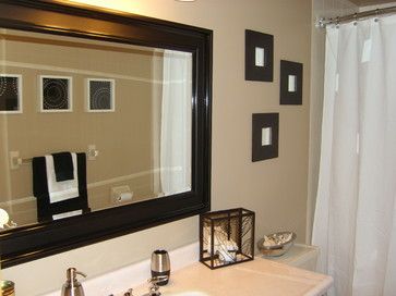 Brown White And Black Bathroom, Tan And Black Bathroom Ideas, Black And Beige Bathroom Ideas, Black And Beige Bathroom Decor, Black White And Beige Bathroom, White And Tan Bathroom, Black And Tan Bathroom, Black And Beige Bathroom, White And Beige Bathroom