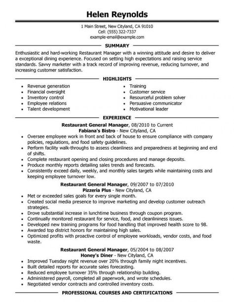 best restaurant manager resume example livecareer restaurant manager job description template pdf Server Restaurant, Restaurant Resume, Server Resume, Restaurant Manager, Feasibility Study, Restaurant Experience, Formal Education, Sales Resume, Employee Relations