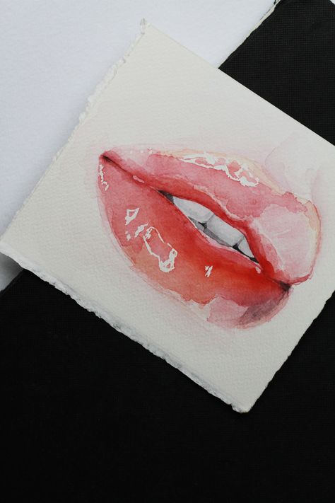 Lips Watercolor, Watercolor Composition, Mouth Painting, Igcse Art, Feminism Art, Lips Drawing, Abstract Art Painting Diy, Watercolor Art Lessons, Painting Art Projects