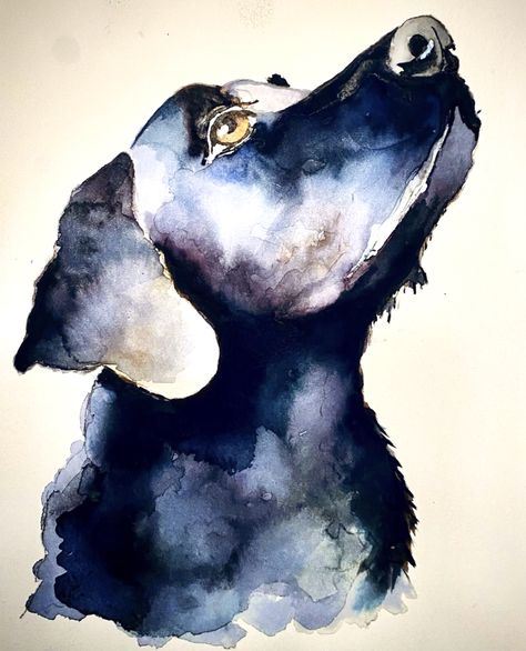 Labrador Watercolor Painting, Black Dog Watercolor, Easy Watercolor Dog, Black Lab Watercolor, Watercolor Labrador, Watercolour Dogs, Painting Clipart, Dogs Watercolor, Dogs Painting