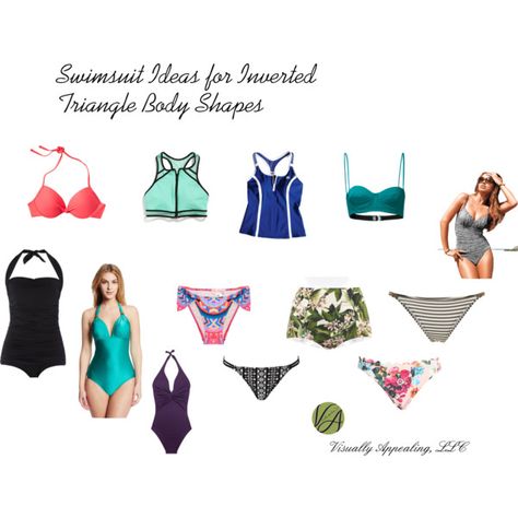 "Swimsuit Ideas for Inverted Triangle Body Shapes" by visuallyappealingllc on Polyvore Wardrobe Sudoku, Inverted Triangle Body Shape Fashion, Triangle Body Shape Fashion, Inverted Triangle Fashion, Triangle Body Shape Outfits, Wrong Clothes, Inverted Triangle Outfits, Swimsuit Ideas, Inverted Triangle Body Shape