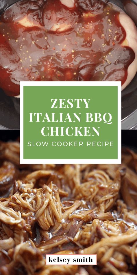 Italian Bbq Chicken, Chicken Breast Italian Dressing, Recipe With Italian Dressing, Chicken With Bbq Sauce, Italian Bbq, Bbq Chicken Sandwiches, Italian Dressing Chicken, Italian Chicken Crockpot, Chicken Slow Cooker