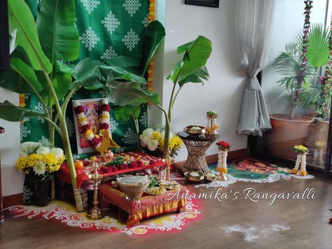 #rangolidesigns #AnamikasRangavalli #satyanatayan #Katha #harekrishna #ganesha #shreeganesha #peacockfeathers #rangoliart #rangoliartist #beautiful #newrangoli Satyanarayan Katha Decoration, Satyanarayan Pooja Rangoli, Satya Narayana Pooja Decoration, Satyanarayan Pooja Decoration, Satyanarayan Pooja, Pooja Decoration, Easy Rangoli Designs Diwali, Rangoli Designs Diwali, Easy Rangoli Designs