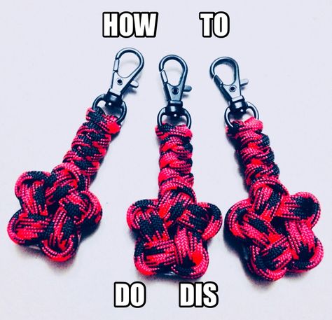 How to make a Star Knot Zipper Pull out of 550 Paracord Things To Make With Paracord, Paracord Scraps Ideas, Star Knot Tutorial, Paracord Keychain Step By Step, Macrame Zipper Pulls, Paracord Earrings, Paracord Keychain Diy Tutorials, Paracord Star Knot, Paracord Keyring