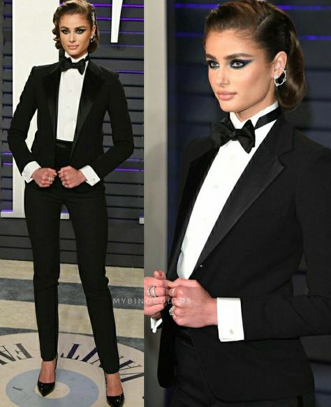 Womens Tuxedo Outfit, Girls In Tuxedos, Female Tux, Girl Tuxedo, James Bond Outfits, Bond Outfits, Creative Black Tie, Meeting Outfit, Women Suits Wedding