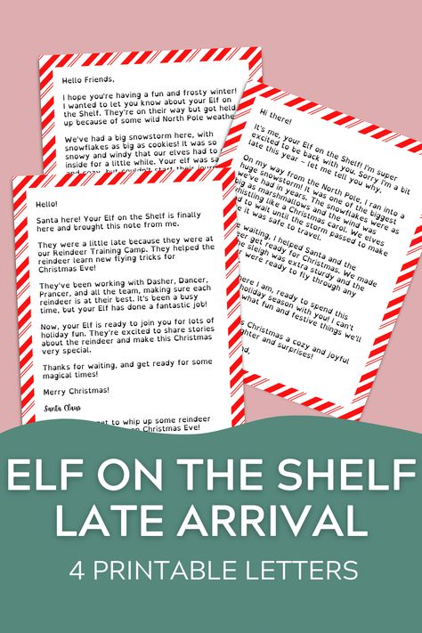 Elf on the Shelf Late Arrival Letter {FREE Printable} Letter Free Printable, Elf Letters Printable, Sorry For Being Late, Printable Letter Templates, Elf Names, Elf Letters, Cabin Trip, Elf Antics, Elf Fun