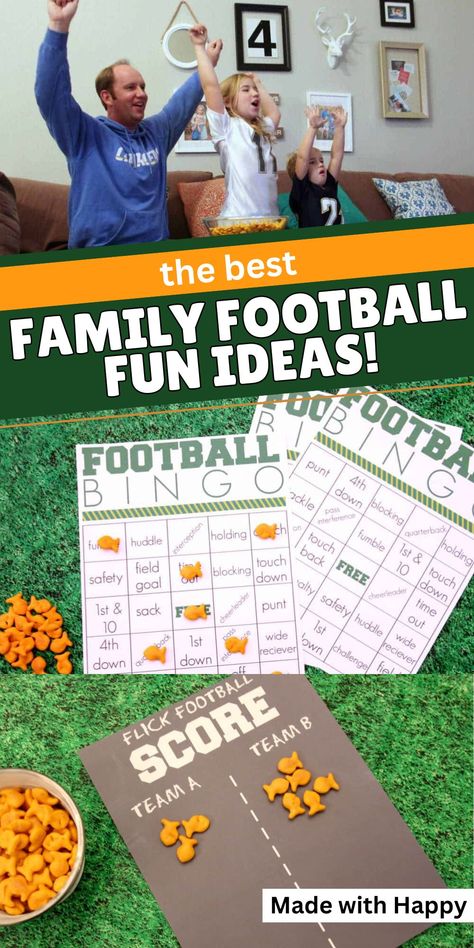 The best family football fun ideas are a collection of games and activities to make the most of your big game day! Get the kids involved and make memories having a blast and cheering on your favorite team! Football Themed Games, Family Game Ideas, Football Games For Kids, Fun Football Games, Football Activities, Football Party Games, Football Activity, Family Football, Games To Play With Kids