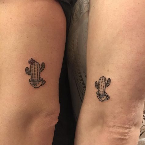 Two of the tiniest cacti for Bree and Kiley! #tattoo #tattoos #pensacolatattoo #sistertattoos #blackworktattoo #cactus #cacti #twinning… Matching Cactus Tattoos, Matching Tats, Cactus Tattoo, Bestie Tattoo, Tiny Cactus, Dainty Tattoos, Sister Tattoos, January 26, Friend Tattoos