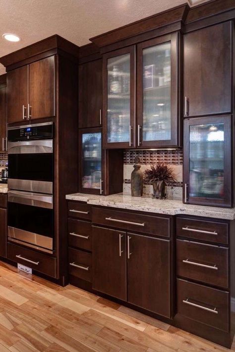 Cherry Kitchen Cabinets, Espresso Kitchen Cabinets, Contemporary Kitchen Cabinets, Brown Kitchen Cabinets, Kitchen Contemporary, Cherry Kitchen, Shaker Kitchen Cabinets, Cherry Cabinets, Kitchen Cabinet Styles