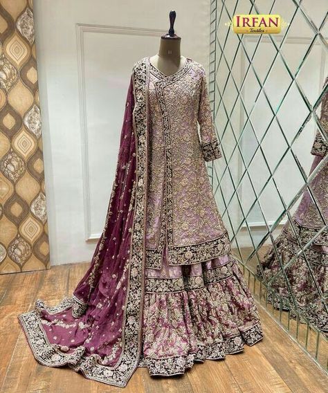 Bridal Gharara Designs, Gharara Designs, Bridal Wardrobe, Asian Bridal Dresses, India Wedding, Designer Outfit, Stylish Short Dresses, Desi Fashion Casual, Pakistani Fancy Dresses