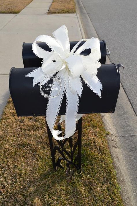 Ivory White Wedding and Bridal Shower Outdoor Decor. Mailbox topper. Indoor Shower Decorations. Fron Bridal Shower Decorations Centerpieces, Spring Bridal Shower Decorations, Bridal Accessories Earrings, Mailbox Topper, Orange Bridal Bouquet, Shower Outdoor, Outdoor Bridal Showers, Wedding Goodies, Door Bow