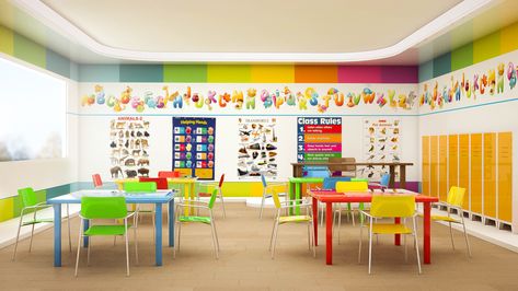 Kindergarten Interior design Kindergarten Interior Design, Kindergarten Classroom Design, Kindergarten Architecture, Classroom Decor Middle, Kindergarten Interior, Preschool Designs, Classroom Interior, Daycare Design, Classroom Decor High School