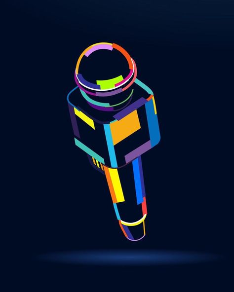 Abstract professional microphone from multicolored paints. Colored drawing. Vector illustration of paints Mic Illustration Design, Music Band Illustration, Colorful Microphone, Microphone Illustration, Microphone Drawing, Senior Pants, Music Image, Color Music, Circle Geometry