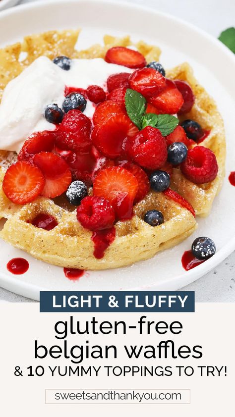 Gluten-Free Belgian Waffles - These fluffy gluten-free waffles are your new breakfast fave. Don't miss all our favorite toppings to try! // Gluten-free Belgian waffle recipe // thick gluten-free waffles // the best Gluten-free waffles // easy gluten-free waffles // how to make gluten-free Belgian waffles // Gf Wraps, Gluten Free Belgian Waffles, Savory Waffle Recipe, Belgian Waffle Recipe, Gluten Free French Toast, Gluten Free Smoothie, Belgian Waffles Recipe, Easy Breakfast Smoothies, Belgium Waffles