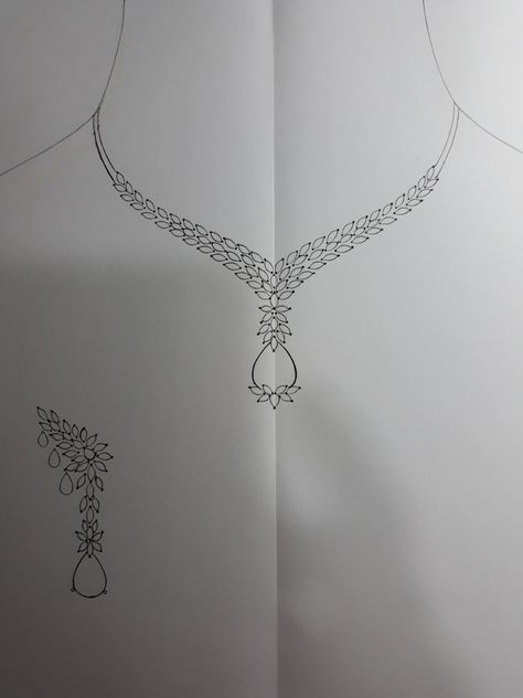 Diamond Necklace Drawing Sketch, Jewelry Design Necklace Sketches, Diamond Necklace Drawing, Jewellery Design Sketches For Beginners, Jewellery Sketches Jewelry Drawing, Jewellery Design Drawing, Necklace Sketch, Jewellery Drawing, Jewel Drawing