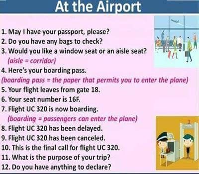 Airport Phrases, Verb Words, English Conversation Learning, Travel English, In The Airport, English For Beginners, English Learning Spoken, Conversational English, English Vocab