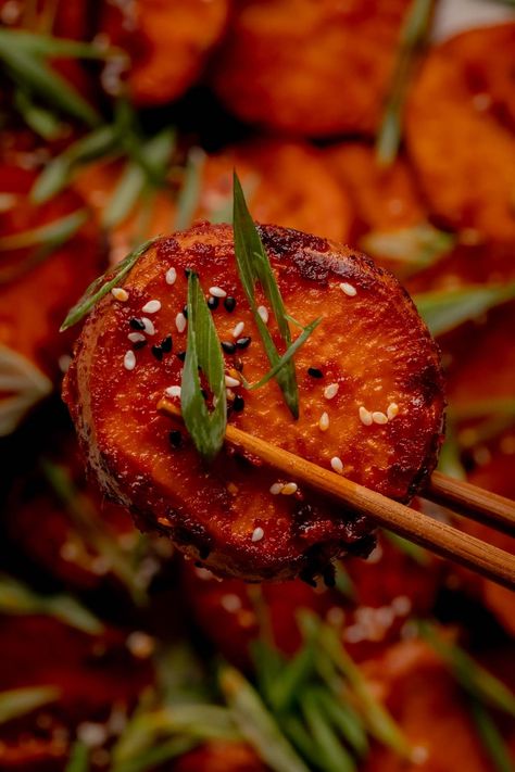 Asian American Recipes, Fall Asian Recipes, Gochujang Sweet Potato, Miso Glazed Sweet Potato, Sweet Potato Asian Recipes, Korean Yam Recipes, Yam Side Dish Recipes, Asian Thanksgiving Recipes, Chinese Sweet Potato Recipes