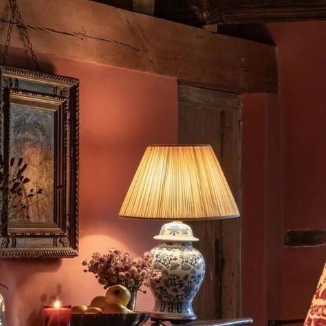 Edward Bulmer Natural Paint on Instagram: "HALLWAY IN SANG DE BOEUF   A masterclass in using rich earthy colours. This welcoming entrance hall in our ‘Sang de Boeuf’ shows how this colour creates warmth and effortless elegance. It looks like it belongs and has always been there, and we love the antique sideboard and painting - El Matador!  This medieval cottage nestled in the South Hams in Devon is the work of @studioyarner who specialise in creating authentic and timeless homes, curating spaces that are inviting and joyful.  Our deep red earthy brown is quite literally cosy + chic in a tin 🎨♥️ ‘Millennia ago bull’s blood would literally have been used to colour distempers and limewashes. The same effect can be achieved with a mixture of red oxide and yellow ochre and my mixture gives a b Edward Bulmer Red Ochre, Edward Bulmer Sang De Boeuf, Edward Bulmer Paint, Red Earth Farrow And Ball, Timeless Homes, Medieval Cottage, Edward Bulmer, Natural Paint, Red Ochre