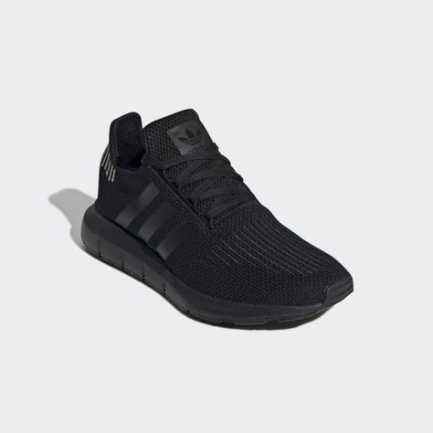 Black Sports Shoes, Adidas Swift Run, Fashion Shoes Heels, Adidas Running Shoes, Walking Shoes Women, Adidas Sportswear, Shoes Adidas, Black Running Shoes, Work Shoes