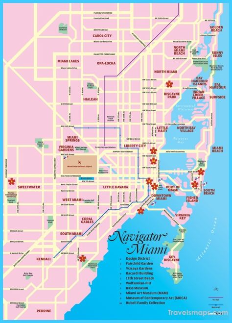 awesome Map of Miami Florida Map Of Florida Beaches, Miami Map, Miami Travel Guide, Miami Travel, Map Of Florida, Tourist Map, Downtown Miami, Miami Beach Florida, South Beach Miami