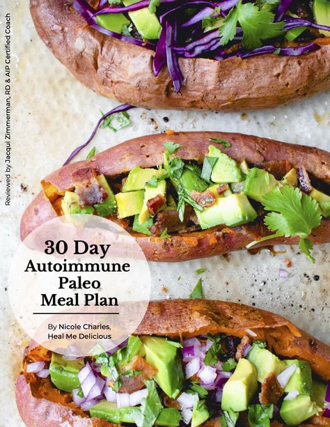 30-Day AIP Meal Plan (paleo, dairy-free) • Heal Me Delicious 30 Day Aip Meal Plan, Aip Meal Plan Week 1, Simple Aip Meals, Aip Meal Prep, Aip Meal Plan, Aip Protocol, Autoimmune Diet Recipes, Histamine Foods, Ms Recipes