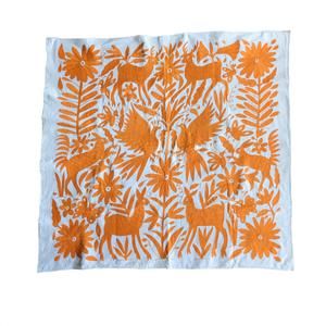 OTOMI tapestry/ Wall hanging MANDARINA | Etsy Mexican Motifs, Orange Tapestry, Otomi Embroidery, Embroidered Tapestry, Pom Pom Pillows, String Crafts, Tapestry Wall, Traditional Techniques, Tapestry Wall Hanging