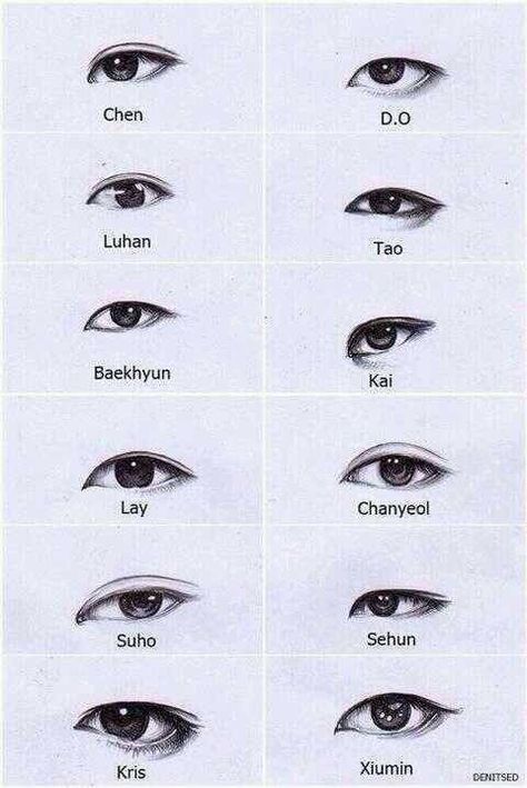 👀❤️ Exo Eyes, Mata Manga, Exo Drawing, Exo Art, 얼굴 드로잉, Exo Fan Art, Exo Ot12, Eye Sketch, Exo Fan