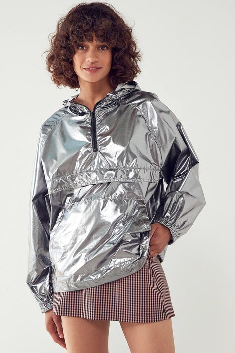 This Silence + Noise Iridescent Packable Windbreaker Jacket ($79) mixes sporty with slick for a look that's fully of the moment. Chica Punk, Urban Outfitters Jacket, Shiny Jacket, Cropped Pullover, Wardrobe Update, Love Tree, Jacket Sale, Fall Wardrobe, Shine Bright