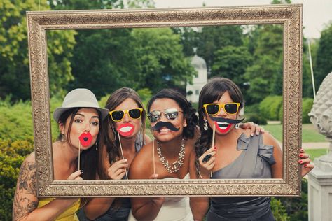 Wedding photo booth idea - floating frame - mustache and lip wedding Wedding Photo Booths, Birthday Sleepover, Idea Wedding, 2014 Wedding, Wedding List, Wedding Photo Booth, Frame Wedding, Navy Tie, Photo Booths