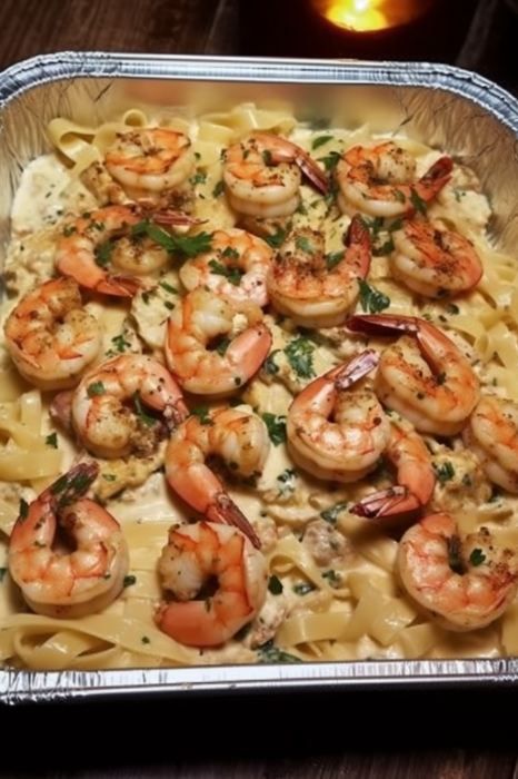 Family Recipes Shrimp Fettuccine Alfredo, Shrimp Fettuccine, Pan Shrimp, Shrimp Alfredo, Low Salt, Salad Sauce, Fettuccine Alfredo, One Pan, The Sauce