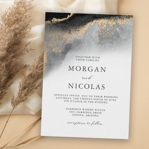 Marble Wedding Invitation, Popular Wedding Invitations, Opulent Wedding, Text Template, Black And White Wedding Invitations, Black And Gold Marble, Script Monogram, Elegant Wedding Invitation, Wedding Menu Cards