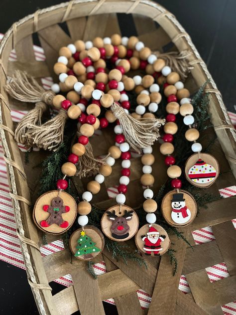 Excited to share this item from my #etsy shop: Merry Christmas Wood Bead Garland Rudolph Christmas Tree, Christmas Wood Bead Garland, Christmas Tree Gingerbread, Rudolph Christmas, Oak Forest, Wooden Bead Garland, Bead Garland, Wood Bead Garland, Santa Ornaments