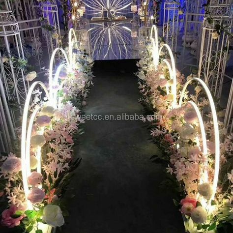 Stage For Wedding Ceremony, Walkway Wedding Decor, Wedding Walkway Decorations, Walkway For Wedding, Led Walkway, Walkway Wedding, Wedding Decoration Outdoor, Flower Stand For Wedding, Wedding Flower Stand