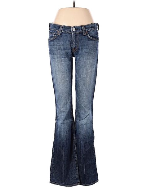 7 For All Mankind Jeans Size: 28 Blue Bottoms - used. 98% Cotton, 2% Elastane, Dark Wash, Regular, Low Rise | 7 For All Mankind Jeans - Low Rise: Blue Bottoms - Size 28 Mat Gala, 2000 Jeans, 2000s Low Rise Jeans, Clothes Essentials, 2000s Jeans, Jeans 2000s, Low Waisted Jeans, 2000s Clothes, 7 Jeans