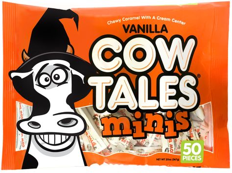 Vanilla Cow Tales Minis Halloween Candy Bag Wizard Made in USA Nut Free Cow Tales, Miniature Cows, Chewy Caramel, Halloween Printables Free, Halloween Candy Bags, Halloween Coloring Book, Classic Candy, Halloween Bags, Halloween 2017