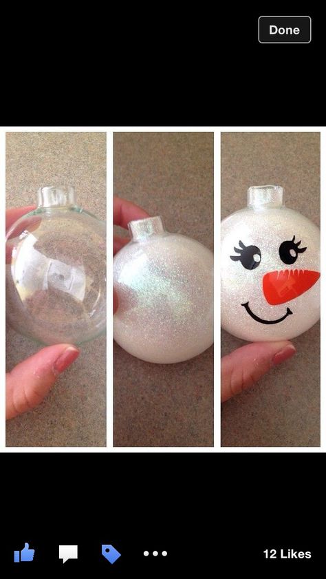 Snowman glitter ornaments with vinyl                                                                                                                                                                                 More Christmas Glitter Ornaments, Clear Christmas Ornaments, Glitter Ornaments Diy, Christmas Craft Show, Mrs Clause, Christmas Cricut, Clear Ornaments, Diy Snowman, Snowman Faces