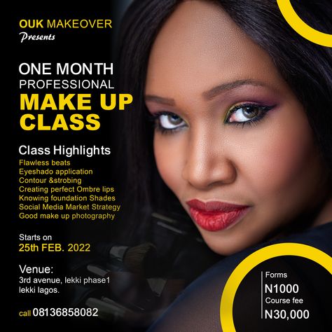 Makeup Class Poster Design, Class Flyer Design, Digital Flyer Design, Class Poster Design, Digital Flyer, Makeup Masterclass, Class Poster, Ombre Lips, Ads Design