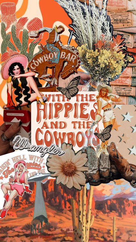 Hippies And Cowboys, Western Collage, Southern Aesthetic, Cute Iphone Wallpaper Tumblr, Catholic Wallpaper, Western Wallpaper Iphone, Cowgirl Art, Sunflower Wallpaper, Iphone Pictures