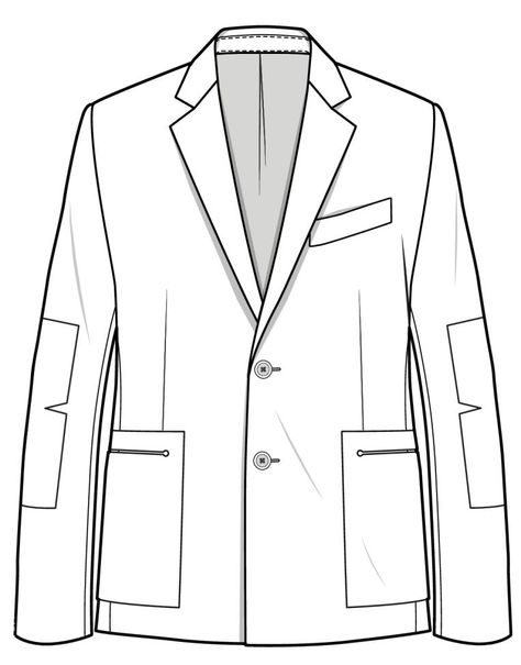 Blazer CAD/FLAT ready for detail and design for the SS16 Blazer Technical Drawing, Blazer Sketch, Mens Tailored Suits, Jacket Drawing, Clothes Illustration, Flat Drawings, Fashion Drawing Sketches, Clothing Sketches, Blazer For Boys