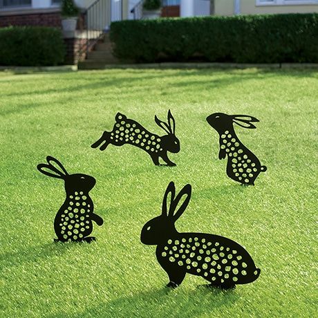 HBD976 Bunny Yard Stakes Cozy Seating Area, Unique Garden Art, Backyard Seating Area, Animal Cutouts, Bird House Feeder, Bee Garden, Cozy Seating, Garden Animals, Comfortable Furniture