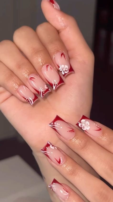 #pinterest #tiktok #instagram #women #latina #beauty #inspo #nail #naildesign #coffinshapenails #nailsoftheday Short Nail Designs Dark Red, Remove Gel X Nails, Enid Nails, Easy Nail Art Diy, Red Nail Designs Summer, Nails Holiday, Holiday Nails Christmas, Velvet Nails, Red Acrylic Nails